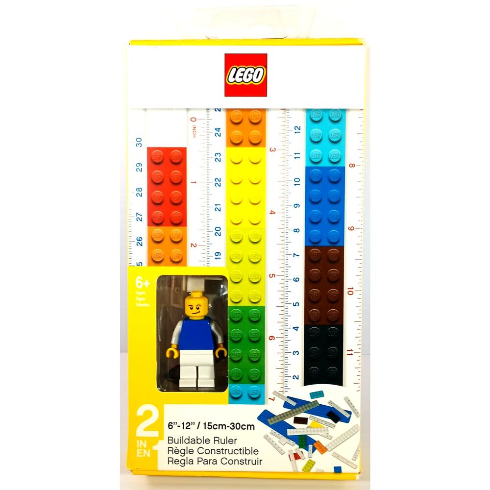 Santold 2019 LEGO 2 in 1 BUILDABLE RULER w/ Minifigure, New, See Pics/Descr.